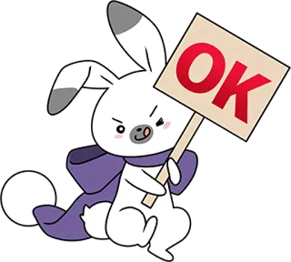 👌 97a5dc95 OK 兔子, 好的, 标志, 可爱, 动物, 卡通 telegram sticker