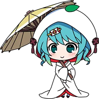 🙂 9ecb34cb 动漫女孩, Q版, 可爱, 伞, 传统服装, 卡哇伊 telegram sticker