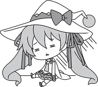 😓 d9ac691a Hatsune Miku 初音未来, vocaloid, 动漫, Q版, 可爱, 女巫, 困 telegram sticker