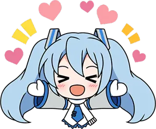 👐 e88eb225 Hatsune Miku 动漫, 卡哇伊, 可爱, 漫画, Q版, Vocaloid telegram sticker