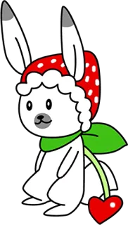 🍓 f027cff1 卡通, 动物, 可爱, 兔子, 浆果, 爱心 telegram sticker