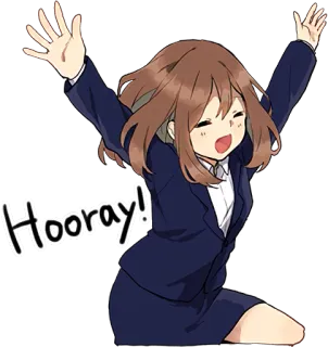 😊 05a17e31 Hooray! anime, girl, hooray, celebration, joy, cartoon telegram sticker