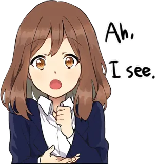 😯 081b5d4e Ah, I see. anime, manga, surprised, girl, expression, understanding telegram sticker
