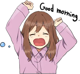 😪 15966345 Good morning good morning, anime girl, cartoon, waking up, morning, yawning telegram sticker