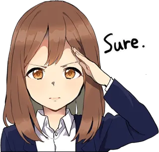 👌 18640270 Sure. anime girl, salute, sure, business, cartoon, woman telegram sticker