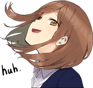 😏 253f822a huh. anime, girl, brown hair, huh, expression, sticker telegram sticker