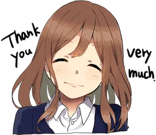 😊 273f84ef Thank you very much! thank you, anime girl, expression, kind, polite, female, character telegram sticker