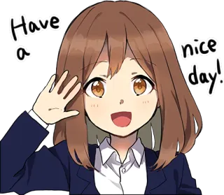 😀 4b79cb4e Have a nice day! anime, greeting, positive, girl, salute, happy telegram sticker