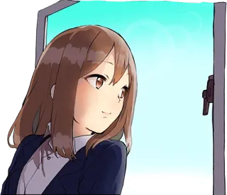 😌 55d408af anime, girl, window, smiling, female, cartoon telegram sticker