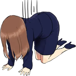 😓 76bbd6da anime, office, kneeling, woman, brown hair, skirt telegram sticker