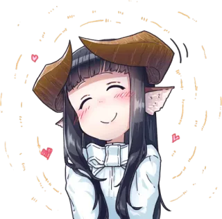 😊 19a2b7fe Anime, Gadis, Tanduk, Senyum, Imut, Konfeti, Hati telegram sticker