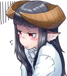 😞 48c05d6d anime, gadis, menangis, tanduk, imut, sedih, kawaii telegram sticker