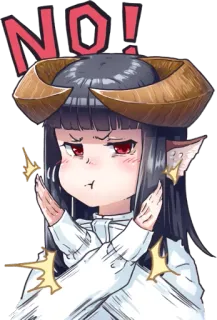 👎 65029d75 NO! Anime, Karakter, Tanduk, Tidak, Penolakan telegram sticker