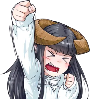 😆 a5eac4fe Anime, Iblis, Tanduk, Gadis, Kartun, Bersemangat, Ceria telegram sticker