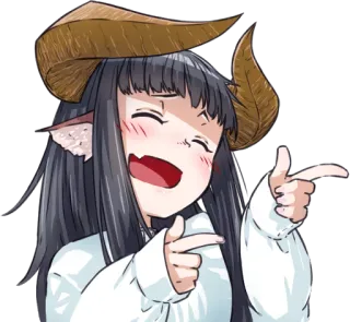 😄 d376ab86 Anime, Gadis, Iblis, Tanduk, Menunjuk, Senang telegram sticker