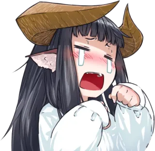 😭 e1e66453 anime, menangis, sedih, monster, gadis, tanduk telegram sticker