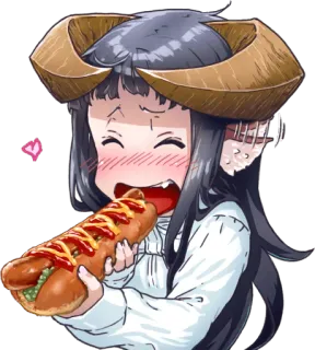 🌭 d9cb6dee Anime, Chica, Hot dog, Cuernos, Lindo, Comiendo whatsapp sticker