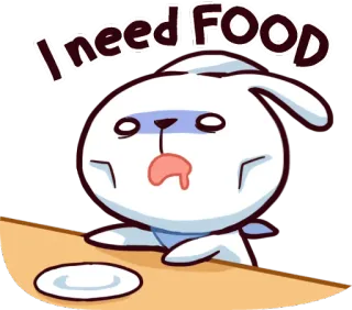 🤤 0d8cf89c I need FOOD nourriture, faim, dessin animé, lapin, besoin, emoji whatsapp sticker