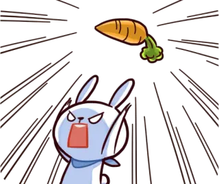 😠 160ec882 lapin, carotte, dessin animé, en colère, autocollant, mignon, drôle, illustration whatsapp sticker