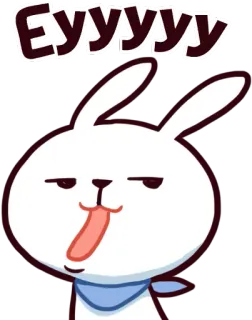 😏 1ddc32f1 Eyyyyy lapin, dessin animé, drôle, mignon, tire la langue whatsapp sticker