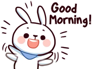 👋 284c9df4 Good Morning! lapin, bonjour, salutation, mignon, lapinou whatsapp sticker