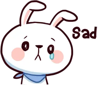 😢 2f3c4acf Sad triste, lapin, pleurer, dessin animé, kawaii whatsapp sticker