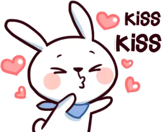 😘 3676996c kiss kiss baiser, amour, lapin, mignon, cœur, dessin animé whatsapp sticker