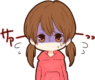 😰 77df5067 サァー Anime, Desenho animado, Garota, Suor, Nervoso/Nervosa, Preocupado/Preocupada, Japonês/Japonesa, Texto whatsapp sticker