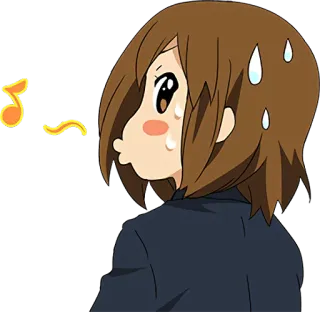 😗 71ab866c Yui Hirasawa K-On! anime, nhạc, xấu hổ, lo lắng, dễ thương, cô gái telegram sticker