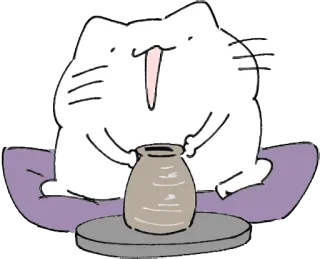 🏺 7966d0bb 고양이, 도자기, 물레, 점토, 귀여운, 애니메이션 telegram sticker
