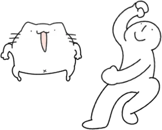 🕺 8956573f 춤, 고양이, 막대기 인간, 흰색 telegram sticker