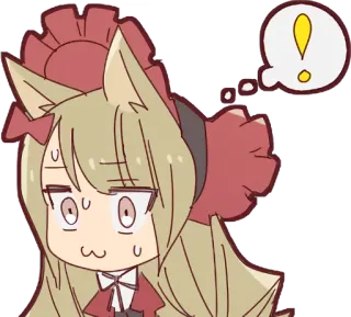 😰 2c30a7bd 애니메이션, 귀여운, 경고, 느낌표, 여우 소녀 telegram sticker