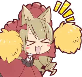 😆 7a66de60 애니메이션, 귀여운, 카와이, 여우 소녀, 응원, 행복한 telegram sticker