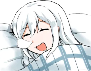 😪 01e7f708 спящий, аниме, мультфильм, девочка, сонный, кровать whatsapp sticker