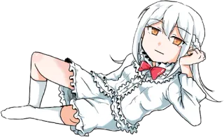 😏 1ee69113 Аниме девушка, Мультфильм, Чиби, Милый, Белые волосы, Расслабление, Поза whatsapp sticker