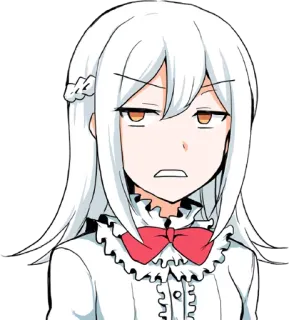 😒 2173dfbd Аниме девушка, Белые волосы, Расстроена, Выражение лица, Мультфильм, Милая whatsapp sticker