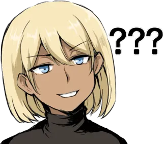 😏 55392fb0 ??? в замешательстве, вопрос, аниме, женский, самодовольный whatsapp sticker