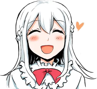 😊 dd717641 аниме девушка, милая, улыбается, счастливая, белые волосы, мультфильм whatsapp sticker