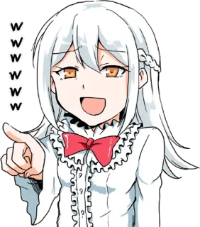 😂 e665421b wwwww Аниме, Девушка, Указывает, Мультфильм whatsapp sticker