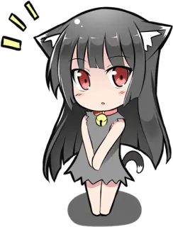 😳 66602a3d Аниме, Чиби, Девушка-кошка, Каваи, Манга, Кошачьи ушки, Ошейник с колокольчиком telegram sticker