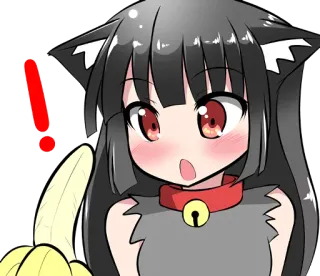 🍌 fba8d3e3 Аниме, Девушка-кошка, Восклицательный знак, Предупреждение, Удивлённый telegram sticker