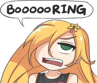 😩 624cbddc BOOOOOORING gelangweilt, Ausdruck, Cartoon, blond, Mädchen, enttäuscht telegram sticker