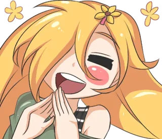 😄 7f60e9ee Anime Mädchen, Cartoon, Süß, Fröhlich, Blume, Lächelnd telegram sticker