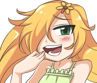 😁 8fad515e Anime Mädchen, Cartoon, Niedlich, Errötend, Blume, Blonde Haare telegram sticker