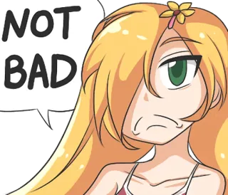 👍 c07b3ef0 NOT BAD Cartoon, Frau, Blond, Nicht schlecht, Ausdruck, Sticker telegram sticker