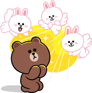 🌟 9521539e Brown Marrom, Line Friends, coelho, fofo, adorável, amizade whatsapp sticker