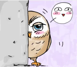 👀 48d4e222 リ burung hantu, mengintip, lucu, anime, manga whatsapp sticker