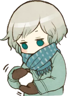 😠 06861cf6 Anime, Personage, Sneeuwbal, Schattig, Winter telegram sticker