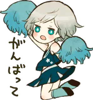 👐 07515517 がんばって Cheerleader, Anime, Chibi, Leuk, Pompons, Meisje telegram sticker