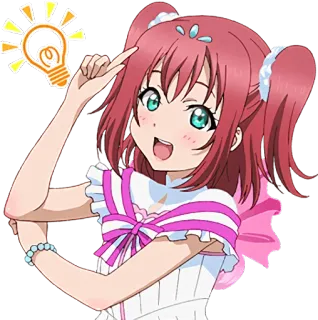 😯 60a8362a Ruby Kurosawa Love Live! Sunshine!! Аниме, Айдол, Милый, Мультфильм, Лампочка, Мысли, Каваий telegram sticker